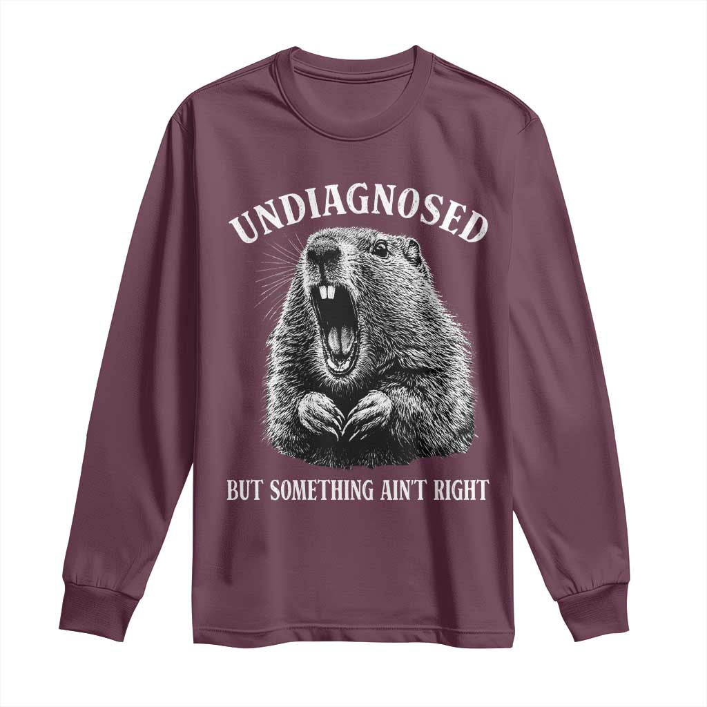 Funny Groundhog Meme Undiagnosed But Something Aint Right Long Sleeve Shirt TS10 Maroon Print Your Wear