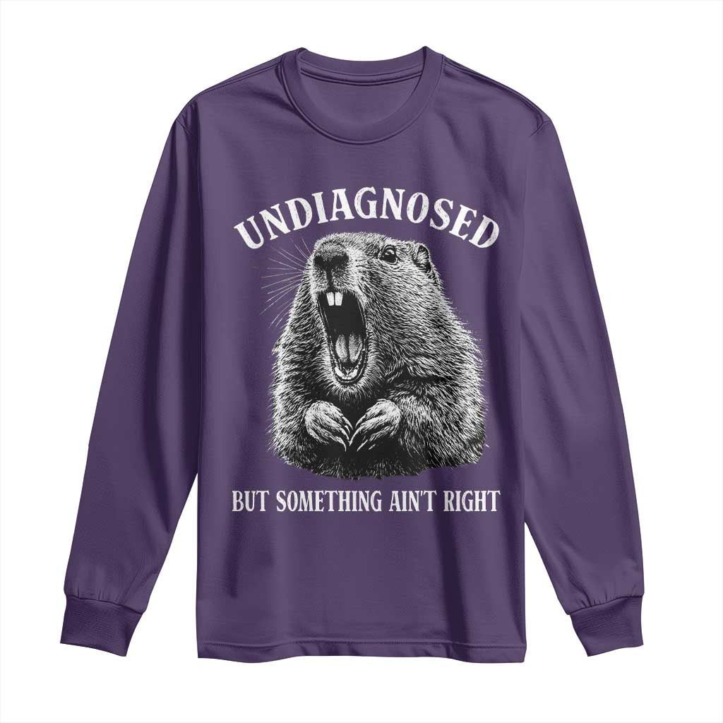 Funny Groundhog Meme Undiagnosed But Something Aint Right Long Sleeve Shirt TS10 Purple Print Your Wear