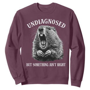 Funny Groundhog Meme Undiagnosed But Something Aint Right Sweatshirt TS10 Maroon Print Your Wear