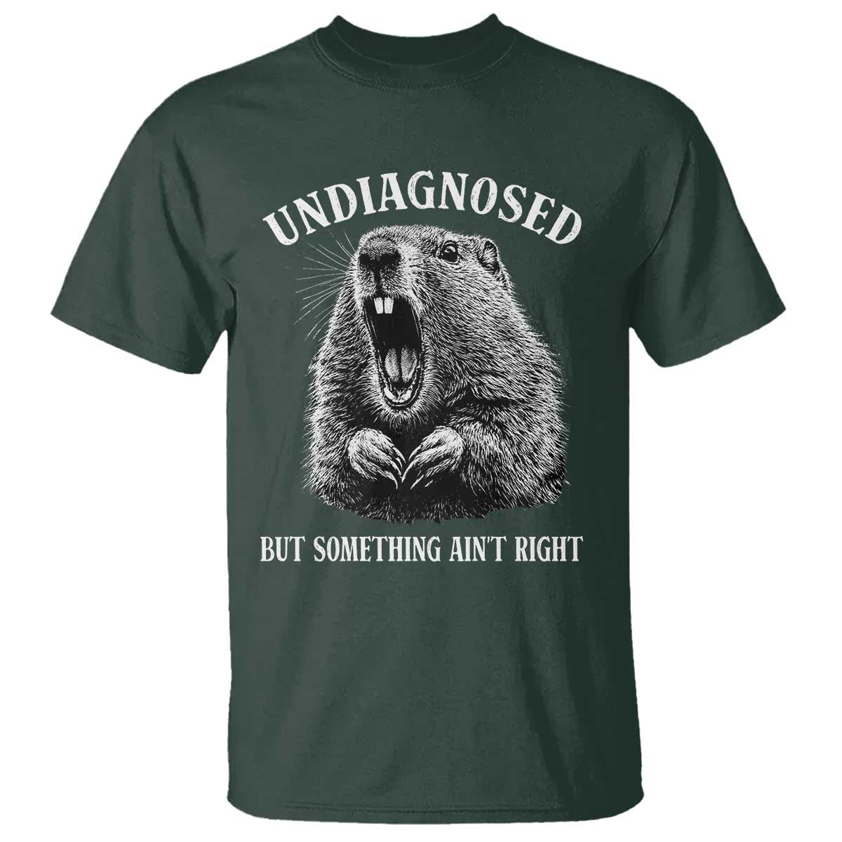 Funny Groundhog Meme Undiagnosed But Something Aint Right T Shirt TS10 Dark Forest Green Print Your Wear