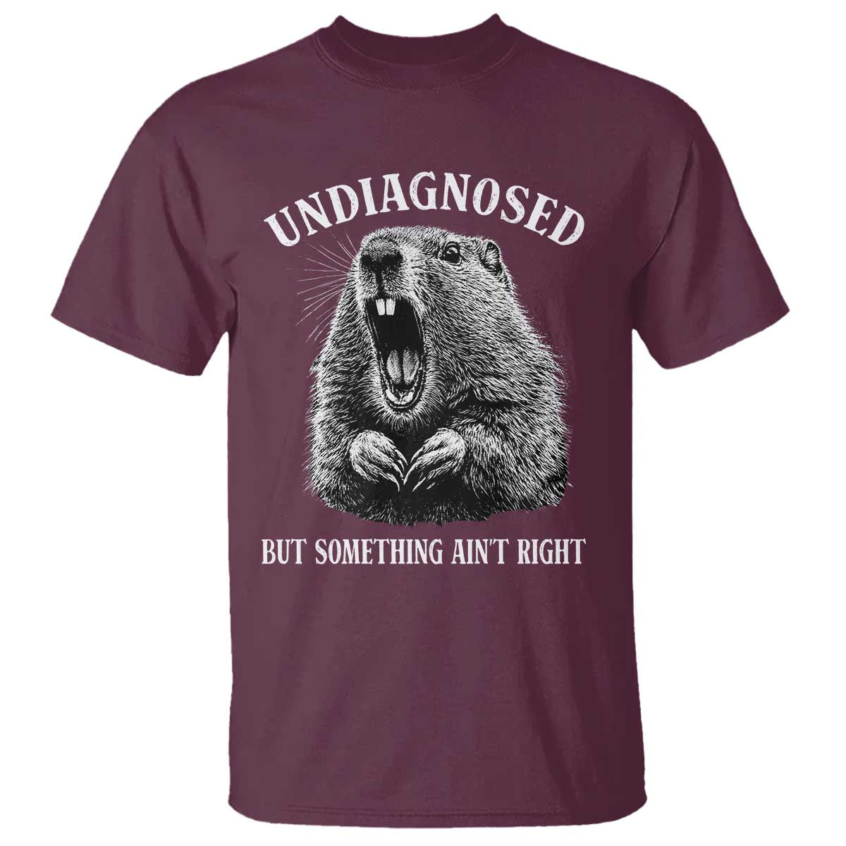 Funny Groundhog Meme Undiagnosed But Something Aint Right T Shirt TS10 Maroon Print Your Wear
