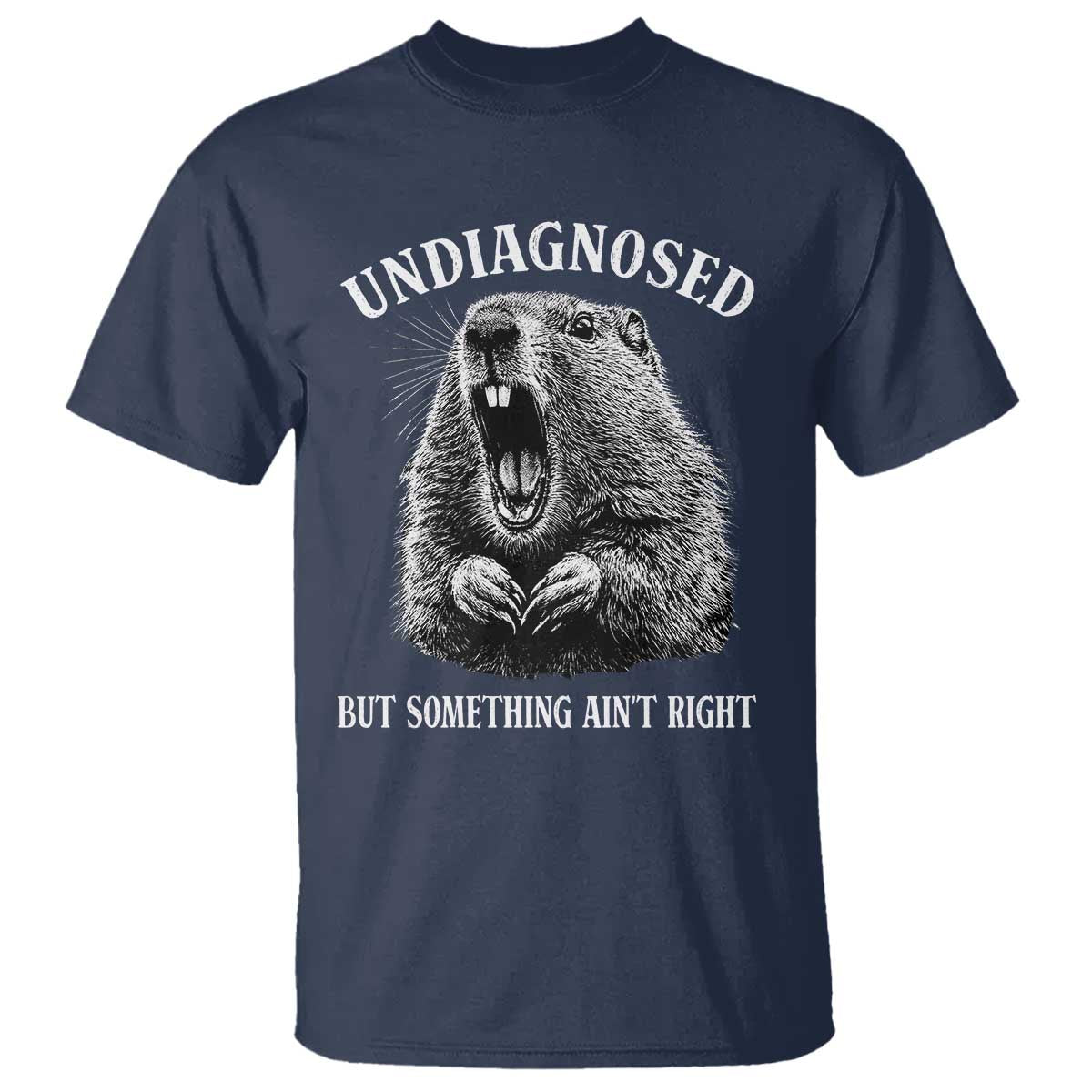 Funny Groundhog Meme Undiagnosed But Something Aint Right T Shirt TS10 Navy Print Your Wear