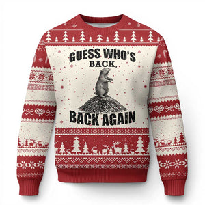 Funny Groundhog Day Ugly Christmas Sweater Retro Guess Whos Back TS10 Beige Red Print Your Wear