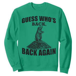 Funny Groundhog Day Sweatshirt Retro Guess Whos Back TS10 Irish Green Print Your Wear