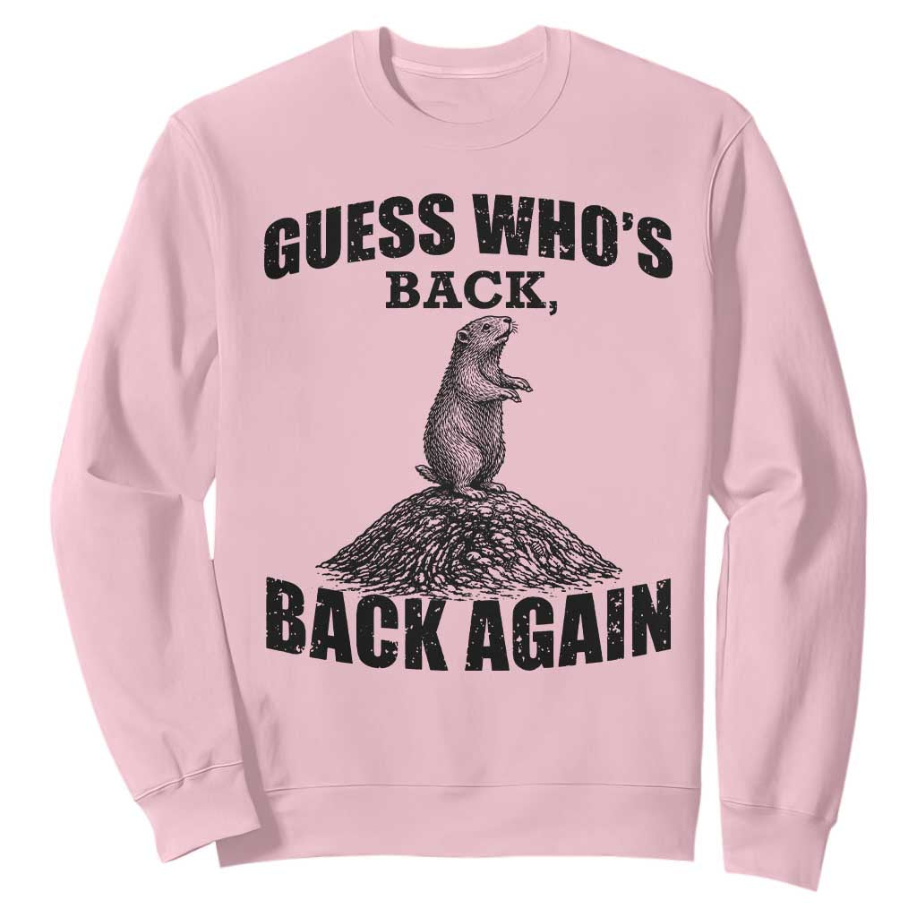 Funny Groundhog Day Sweatshirt Retro Guess Whos Back TS10 Light Pink Print Your Wear
