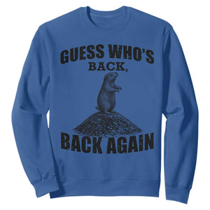 Funny Groundhog Day Sweatshirt Retro Guess Whos Back TS10 Royal Blue Print Your Wear