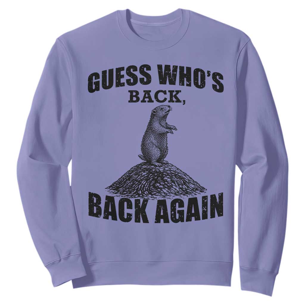 Funny Groundhog Day Sweatshirt Retro Guess Whos Back TS10 Violet Print Your Wear