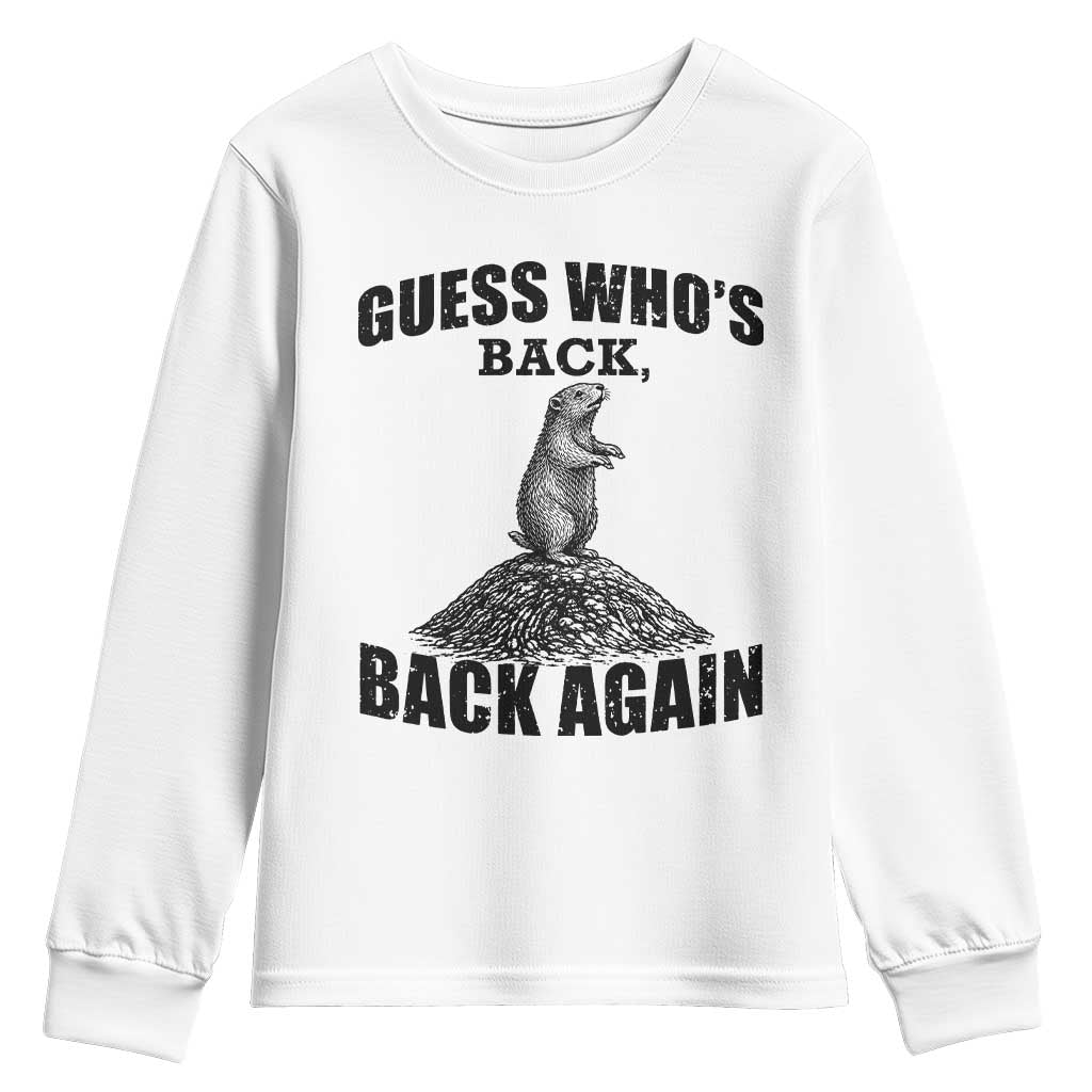 Funny Groundhog Day Youth Sweatshirt Retro Guess Whos Back TS10 White Print Your Wear
