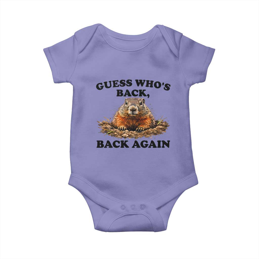 Groundhog Day Baby Onesie Funny Woodchuck Guess Whos Back TS10 Violet Print Your Wear