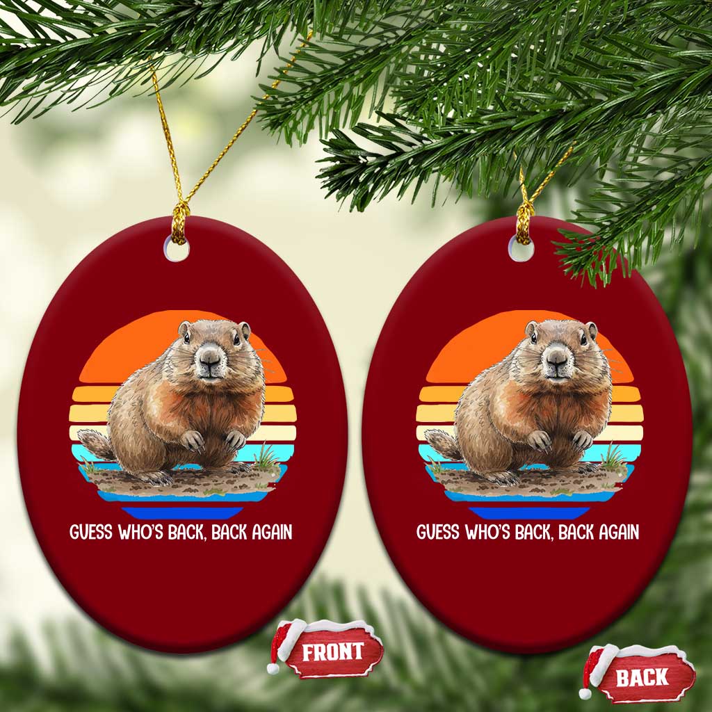 Groundhog Day Ceramic Ornament Retro Vintage Funny Woodchuck Guess Whos Back TS10 Print Your Wear