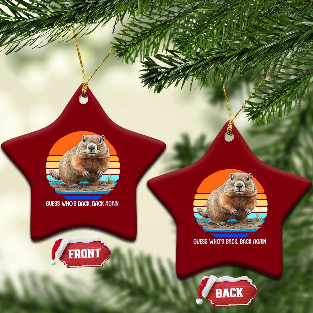 Groundhog Day Ceramic Ornament Retro Vintage Funny Woodchuck Guess Whos Back TS10 Print Your Wear