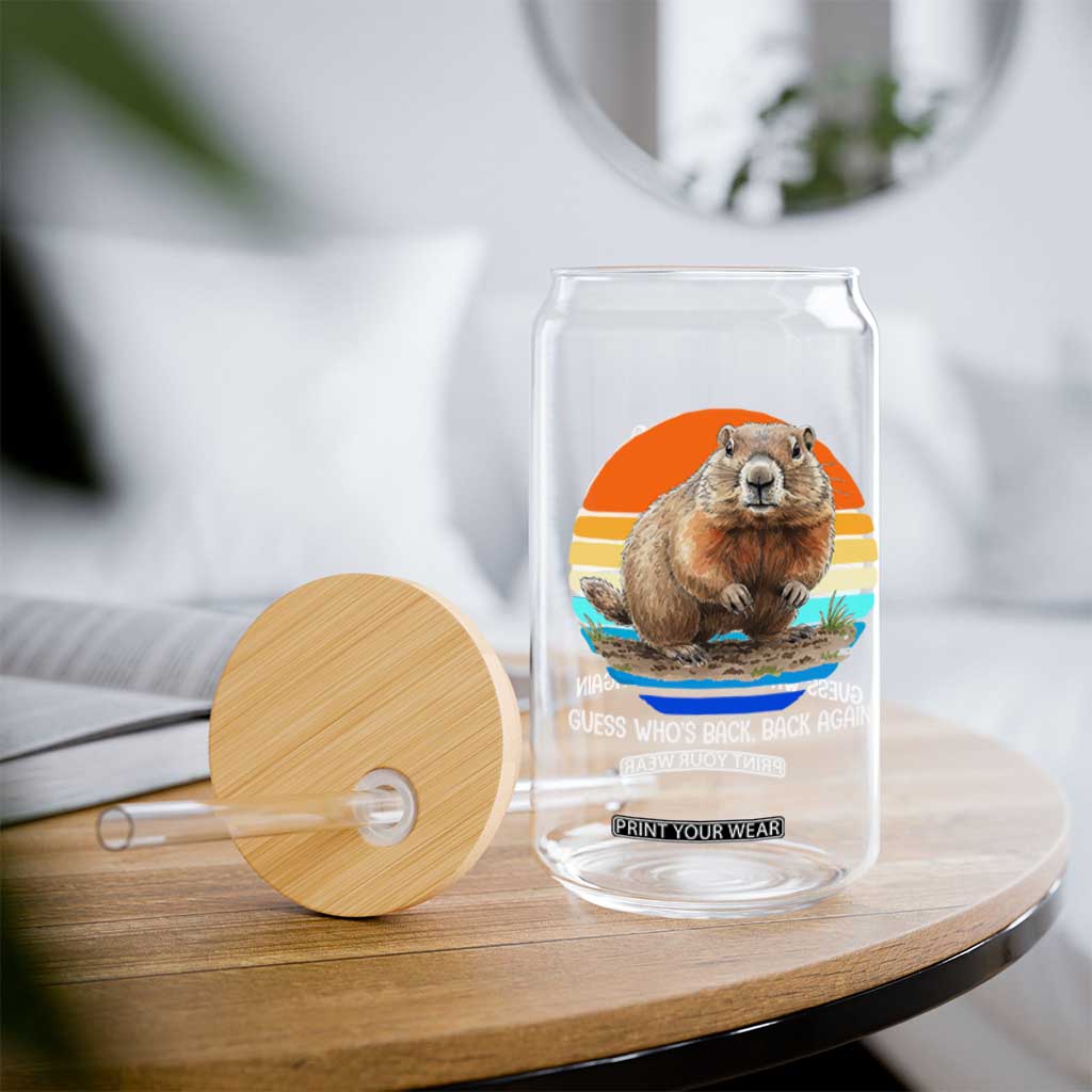 Groundhog Day Glass Can Retro Vintage Funny Woodchuck Guess Whos Back TS10 Print Your Wear