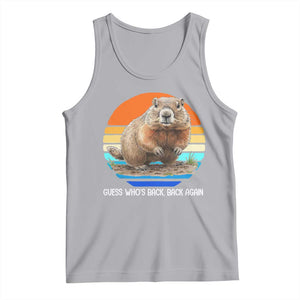 Groundhog Day Tank Top Retro Vintage Funny Woodchuck Guess Whos Back TS10 Athletic Heather Print Your Wear
