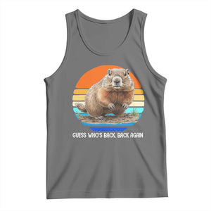 Groundhog Day Tank Top Retro Vintage Funny Woodchuck Guess Whos Back TS10 Black Heather Print Your Wear