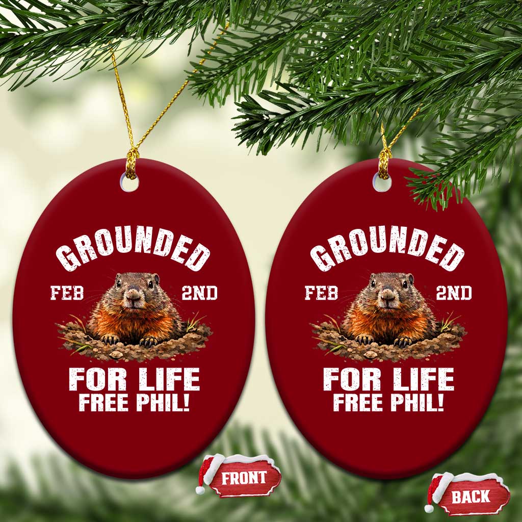 Funny Groundhog Ceramic Ornament Grounded For Life Ground Hog Day TS10 Print Your Wear