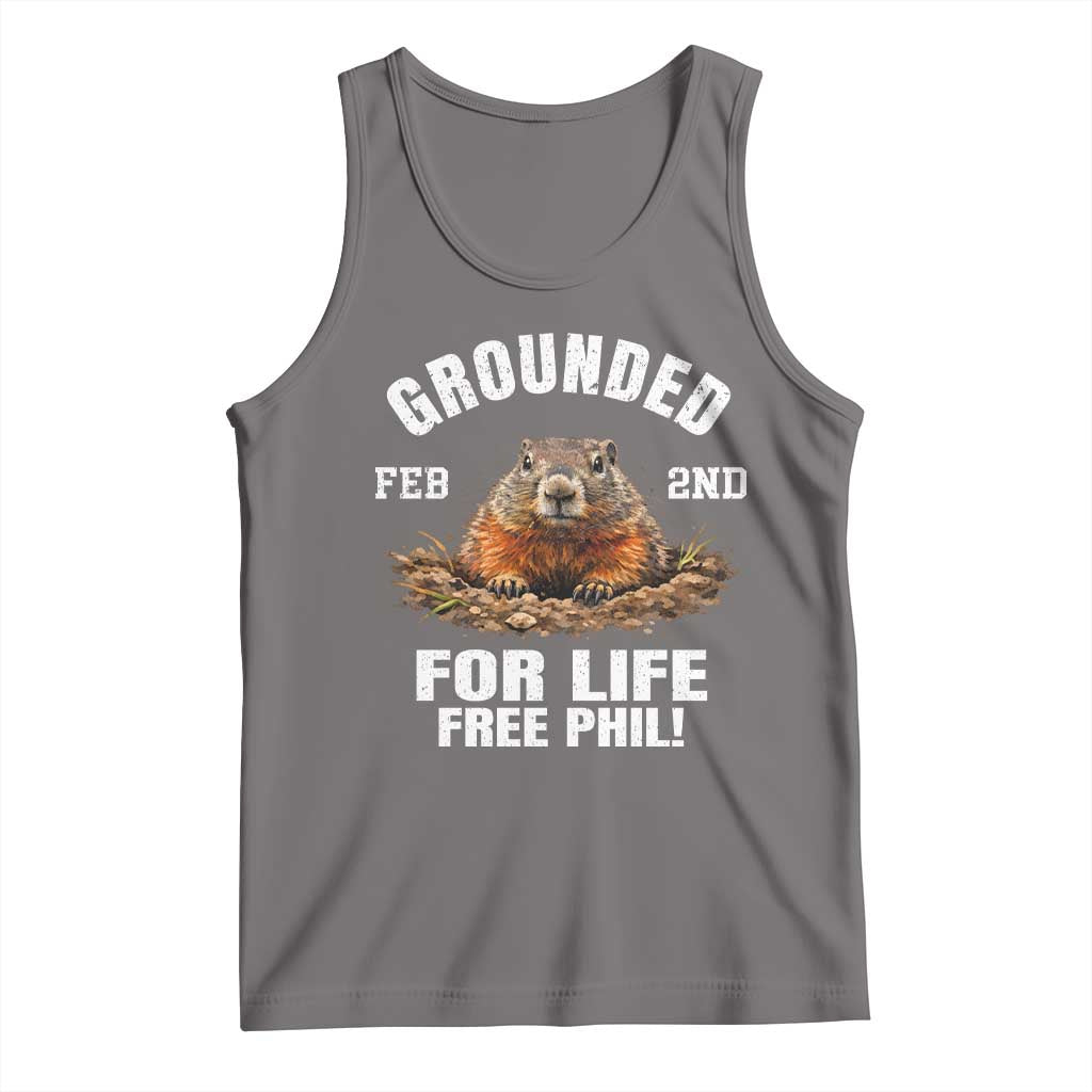 Funny Groundhog Tank Top Grounded For Life Ground Hog Day TS10 Deep Heather Print Your Wear