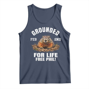 Funny Groundhog Tank Top Grounded For Life Ground Hog Day TS10 Navy Print Your Wear