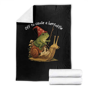 Whimsical Frog Wizard Meme Throw Blanket Off to Cause A Kerfuffle TS10 Black Print Your Wear
