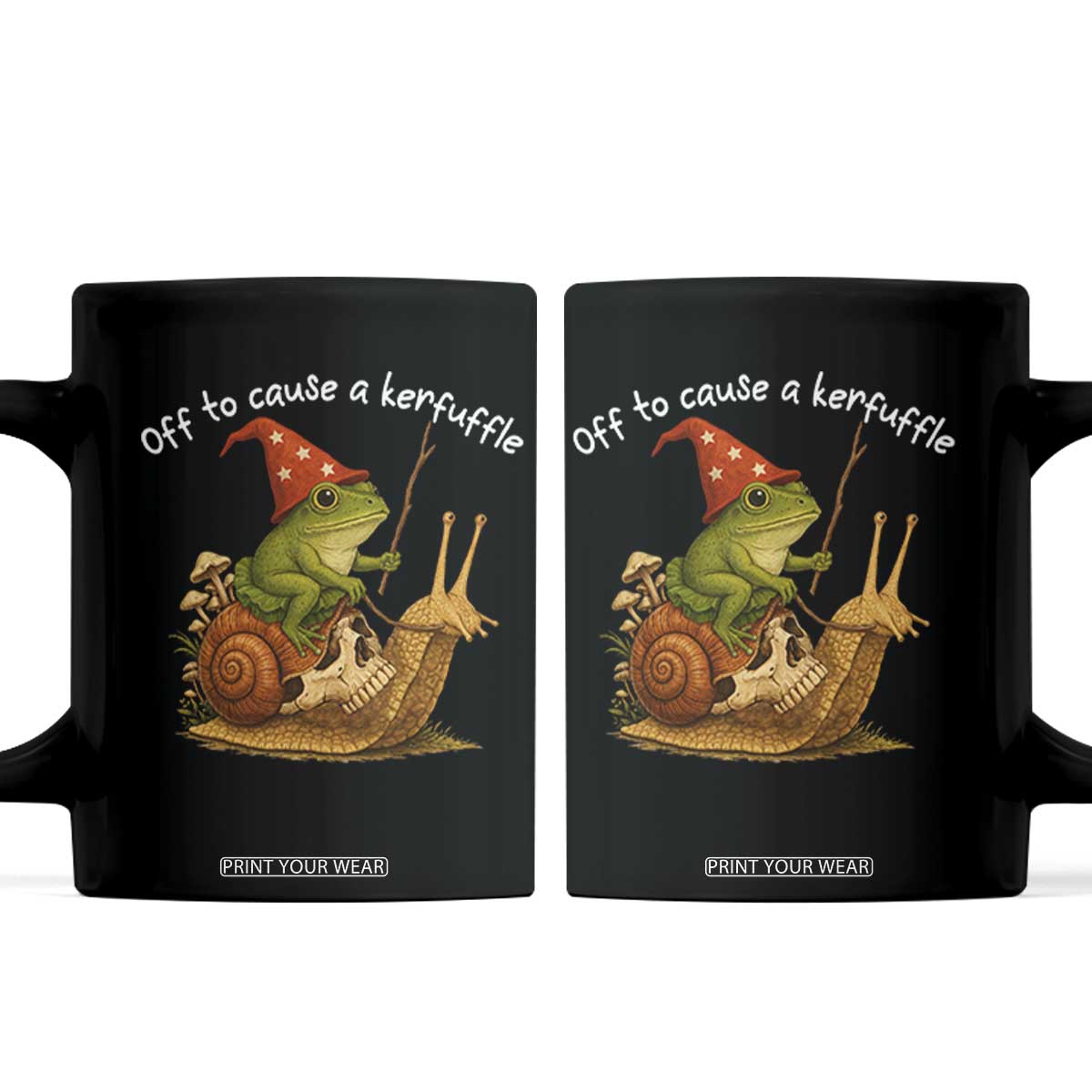 Whimsical Frog Wizard Meme Coffee Mug Off to Cause A Kerfuffle TS10 Black Print Your Wear