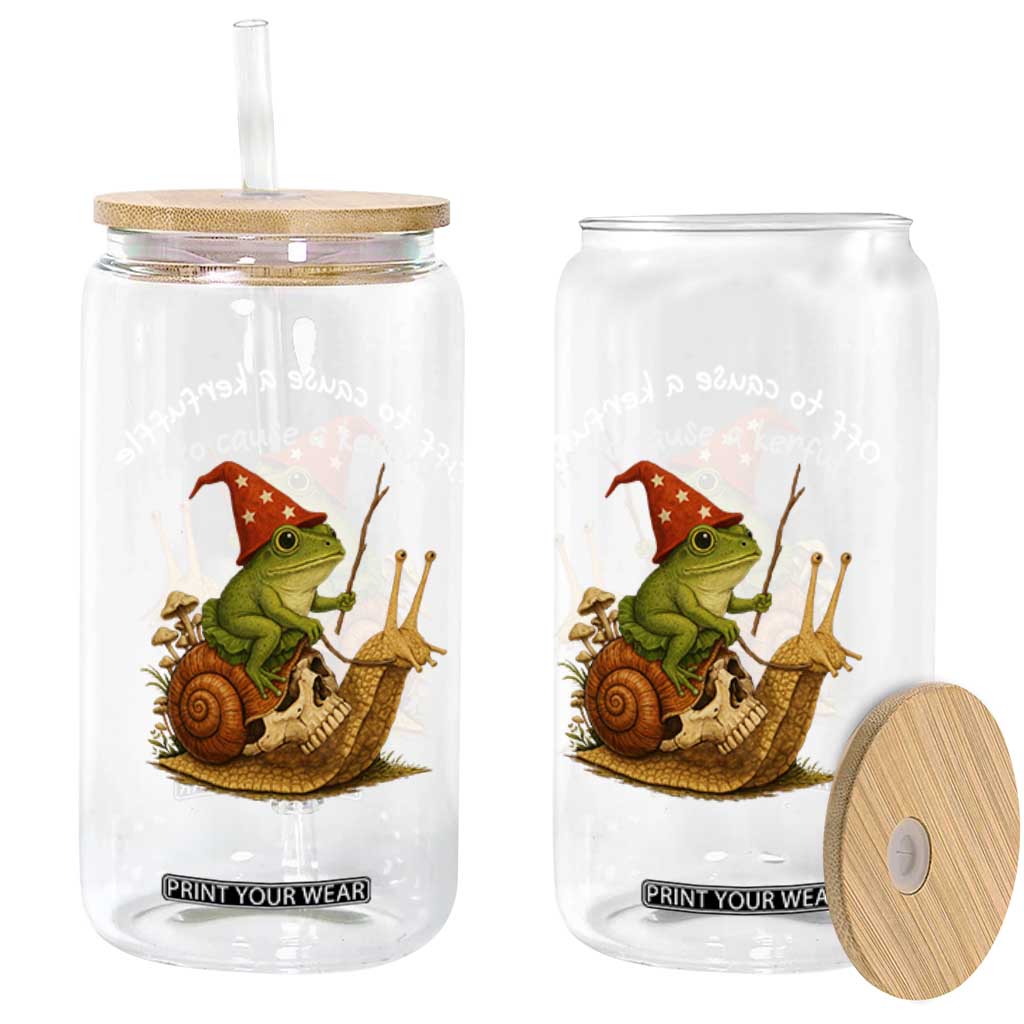 Whimsical Frog Wizard Meme Glass Can Off to Cause A Kerfuffle TS10 Print Your Wear