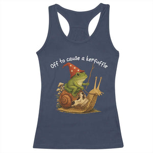 Whimsical Frog Wizard Meme Racerback Tank Top Off to Cause A Kerfuffle TS10 Navy Print Your Wear