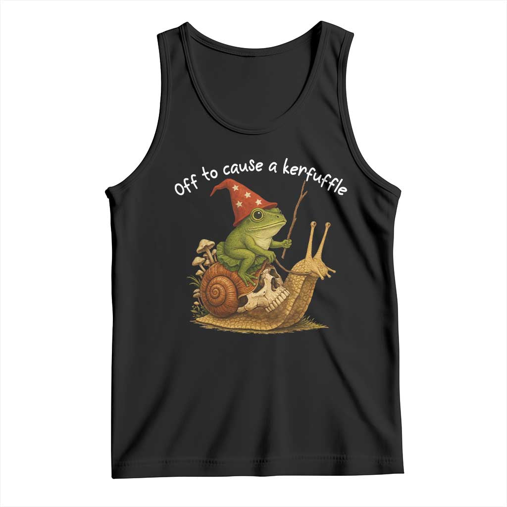 Whimsical Frog Wizard Meme Tank Top Off to Cause A Kerfuffle TS10 Black Print Your Wear