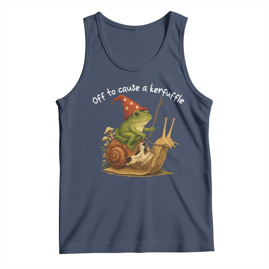 Whimsical Frog Wizard Meme Tank Top Off to Cause A Kerfuffle TS10 Navy Print Your Wear