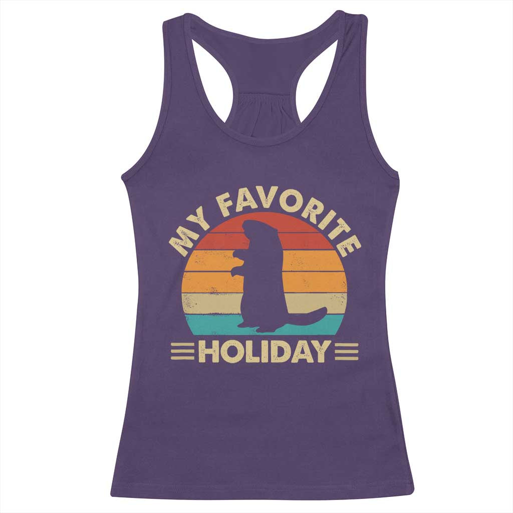 Groundhog Day Racerback Tank Top My Favorite Holiday Retro Woodchuck TS10 Purple Print Your Wear