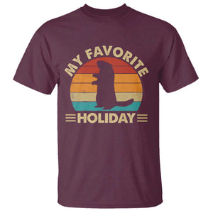 Groundhog Day T Shirt My Favorite Holiday Retro Woodchuck TS10 Maroon Print Your Wear
