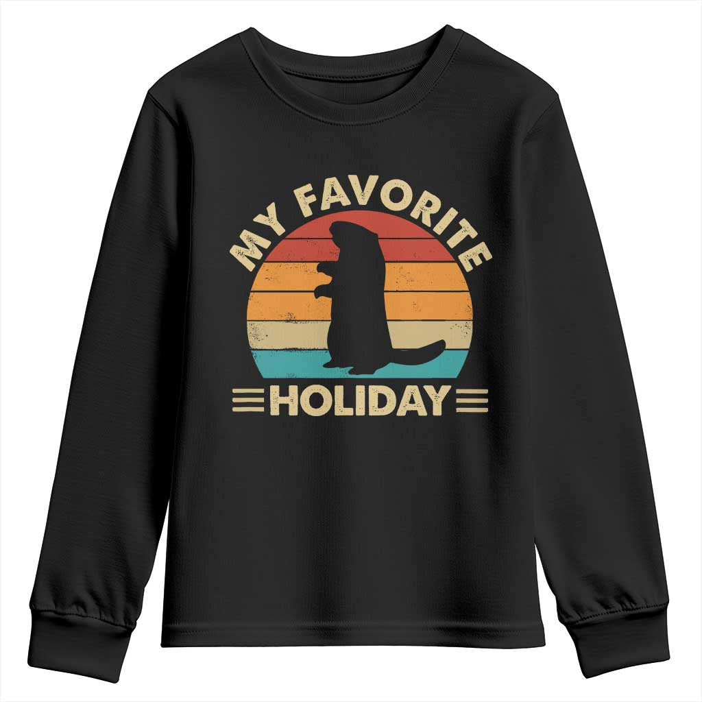 Groundhog Day Youth Sweatshirt My Favorite Holiday Retro Woodchuck TS10 Black Print Your Wear