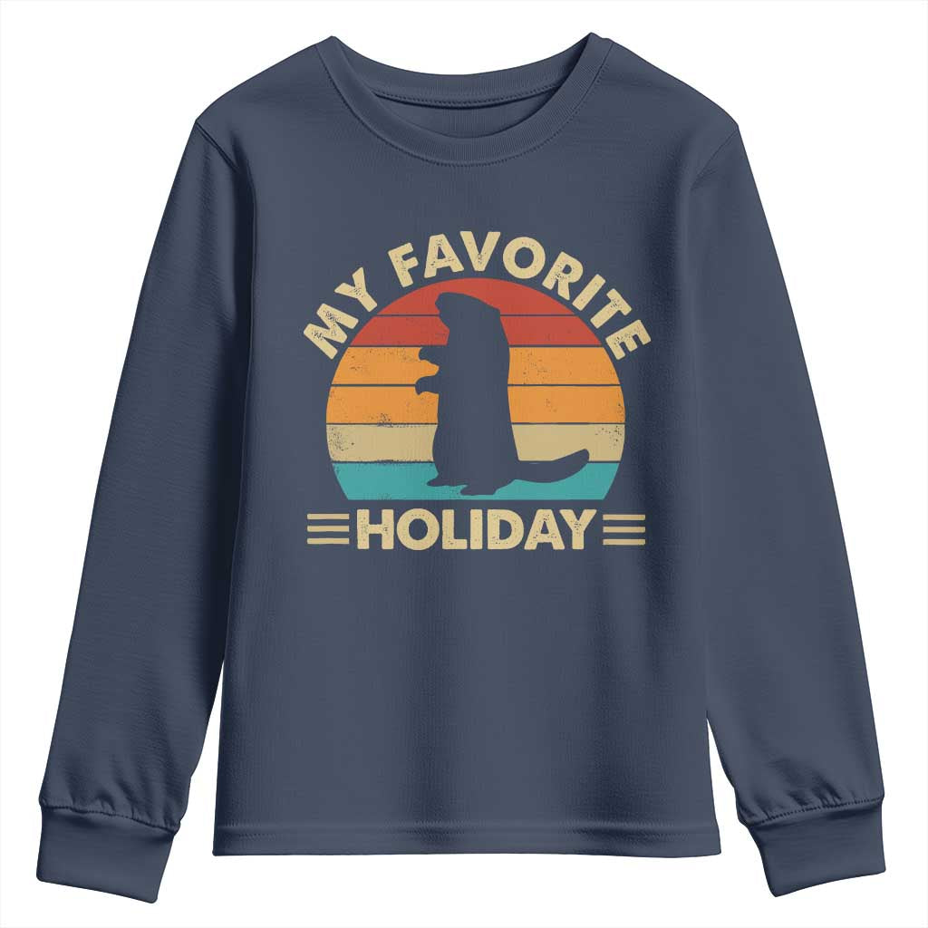 Groundhog Day Youth Sweatshirt My Favorite Holiday Retro Woodchuck TS10 Navy Print Your Wear