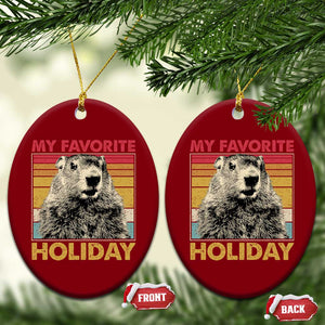 Groundhog Day Ceramic Ornament Retro My Favorite Holiday Retro Woodchuck TS10 Print Your Wear