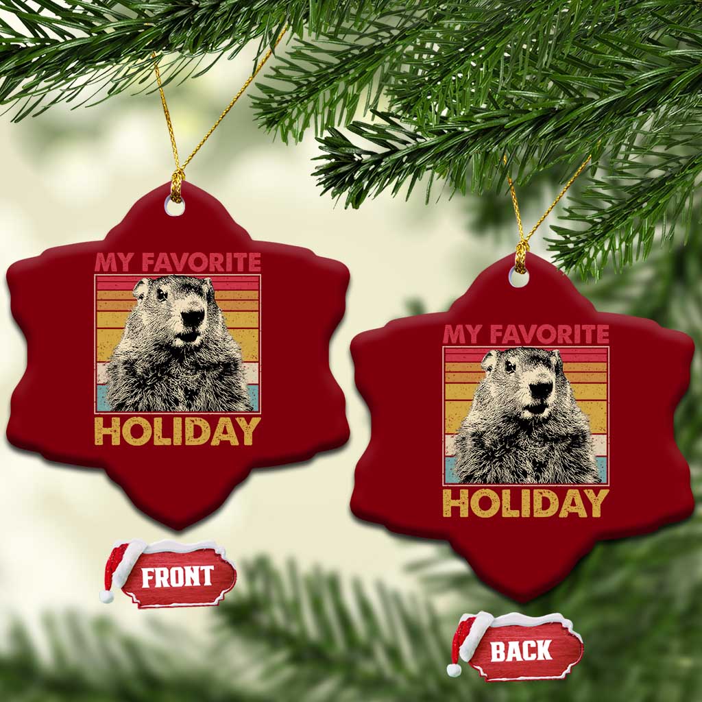 Groundhog Day Ceramic Ornament Retro My Favorite Holiday Retro Woodchuck TS10 Print Your Wear