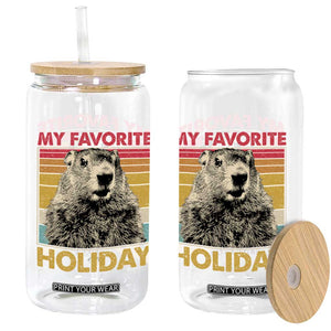 Groundhog Day Glass Can Retro My Favorite Holiday Retro Woodchuck TS10 Print Your Wear