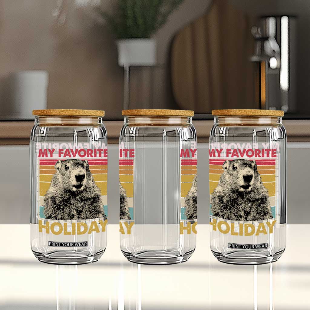 Groundhog Day Glass Can Retro My Favorite Holiday Retro Woodchuck TS10 Print Your Wear