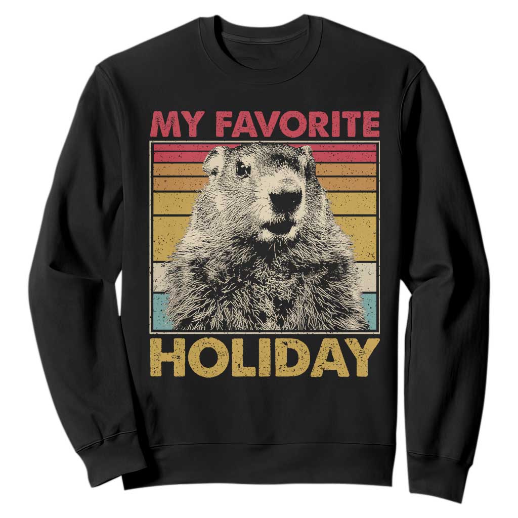 Groundhog Day Sweatshirt Retro My Favorite Holiday Retro Woodchuck TS10 Black Print Your Wear