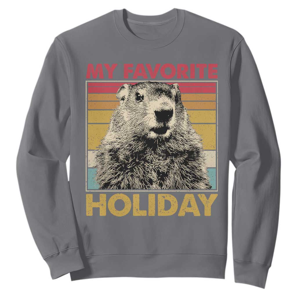 Groundhog Day Sweatshirt Retro My Favorite Holiday Retro Woodchuck TS10 Charcoal Print Your Wear