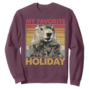 Groundhog Day Sweatshirt Retro My Favorite Holiday Retro Woodchuck TS10 Maroon Print Your Wear