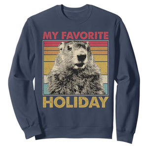Groundhog Day Sweatshirt Retro My Favorite Holiday Retro Woodchuck TS10 Navy Print Your Wear