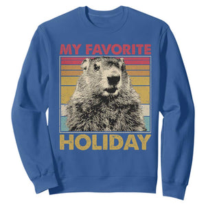 Groundhog Day Sweatshirt Retro My Favorite Holiday Retro Woodchuck TS10 Royal Blue Print Your Wear