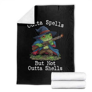 Wizard Frog Meme Throw Blanket Outta Spells But Not Outta Shells TS10 Black Print Your Wear