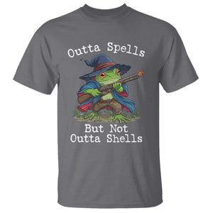 Wizard Frog Meme T Shirt Outta Spells But Not Outta Shells TS10 Charcoal Print Your Wear