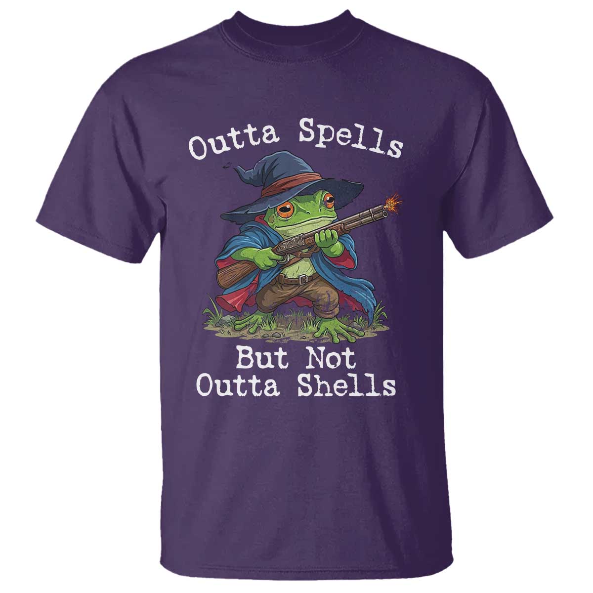 Wizard Frog Meme T Shirt Outta Spells But Not Outta Shells TS10 Purple Print Your Wear