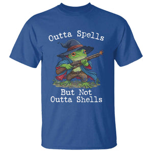Wizard Frog Meme T Shirt Outta Spells But Not Outta Shells TS10 Royal Blue Print Your Wear