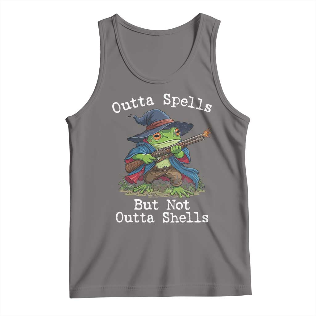 Wizard Frog Meme Tank Top Outta Spells But Not Outta Shells TS10 Deep Heather Print Your Wear
