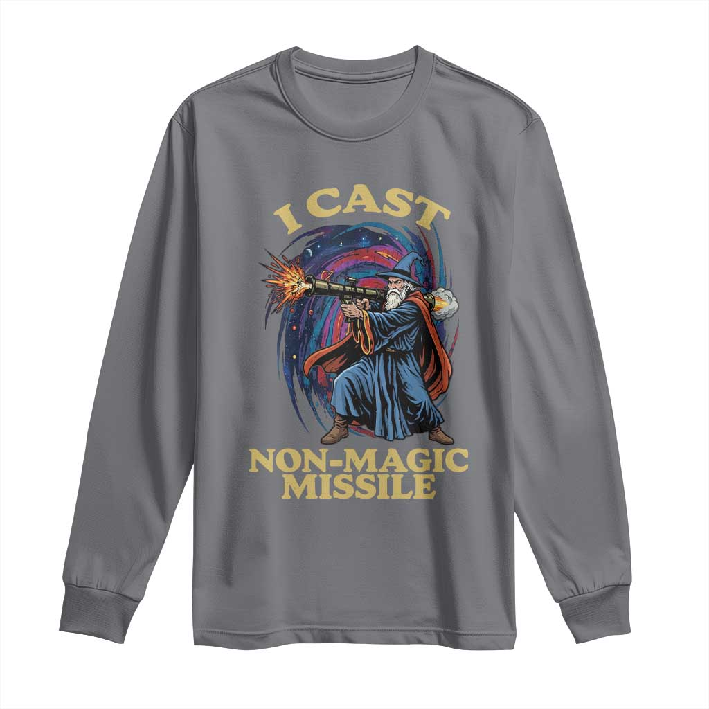 I Cast Non-Magic Missile Funny Wizard Parody Meme Long Sleeve Shirt TS10 Charcoal Print Your Wear