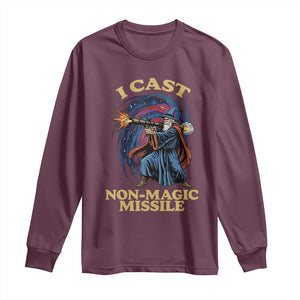 I Cast Non-Magic Missile Funny Wizard Parody Meme Long Sleeve Shirt TS10 Maroon Print Your Wear