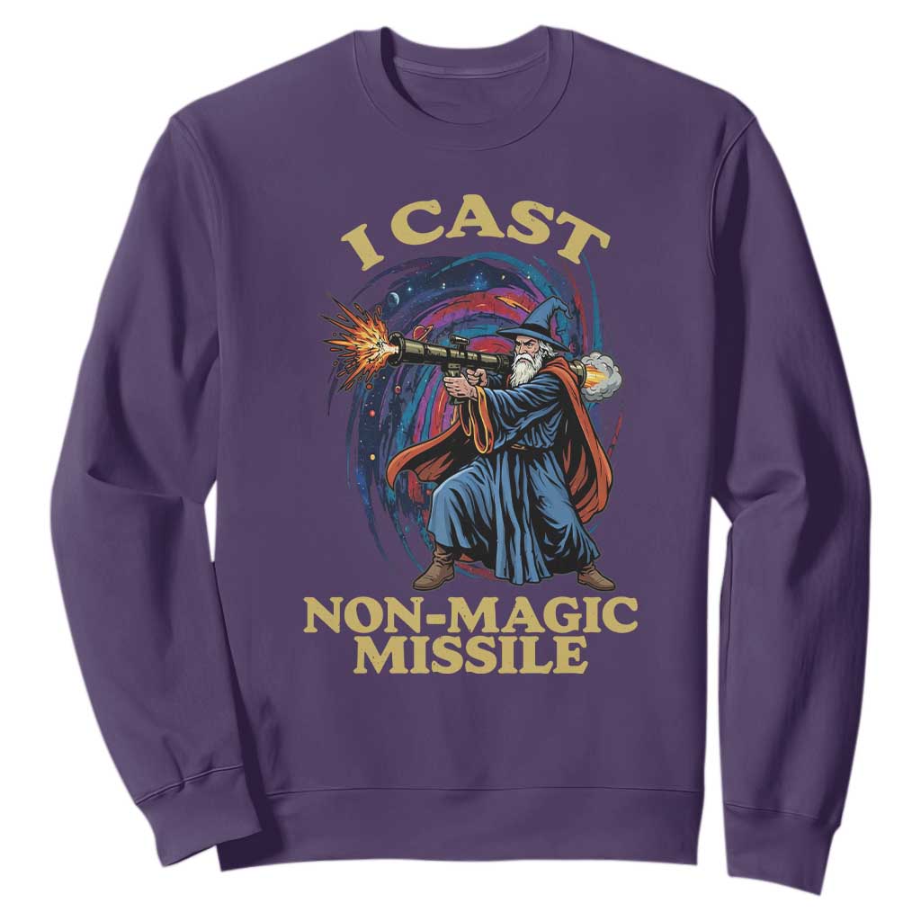 I Cast Non-Magic Missile Funny Wizard Parody Meme Sweatshirt TS10 Purple Print Your Wear