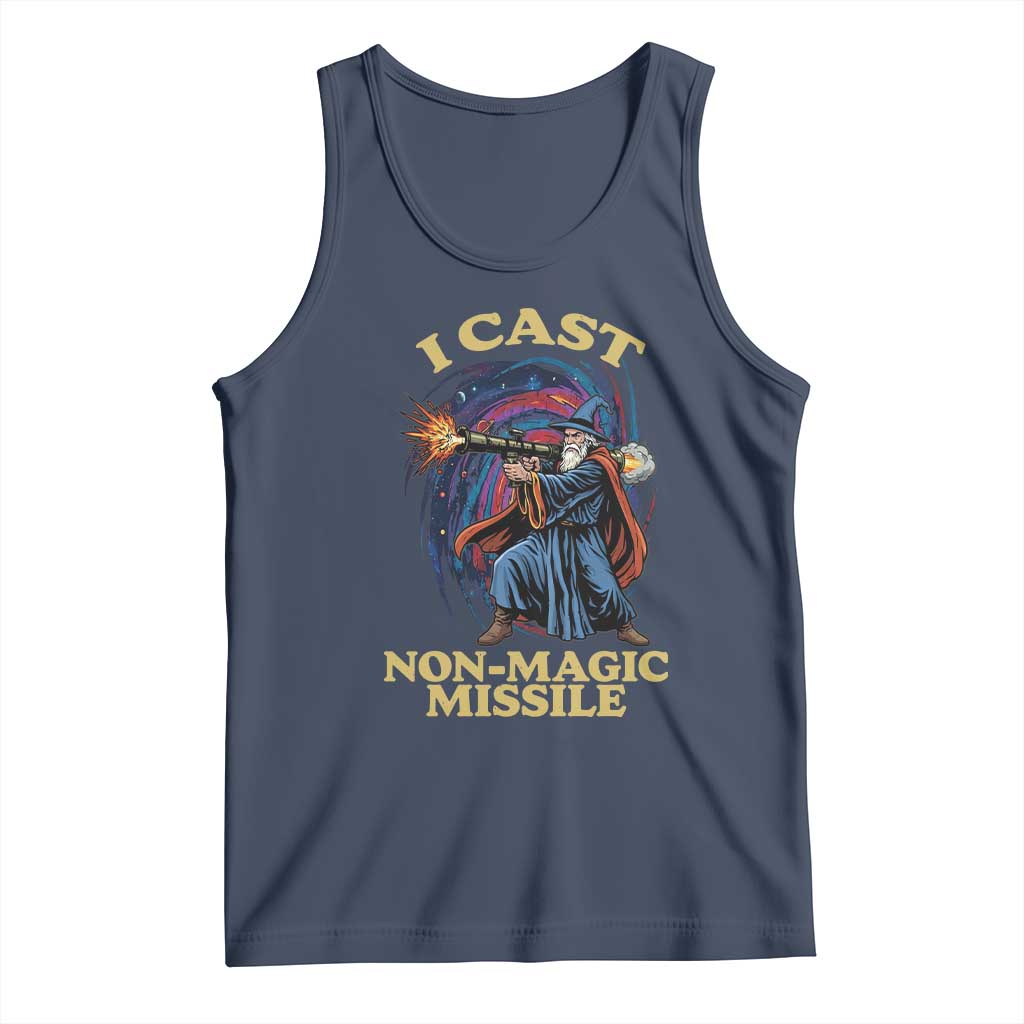 I Cast Non-Magic Missile Funny Wizard Parody Meme Tank Top TS10 Navy Print Your Wear