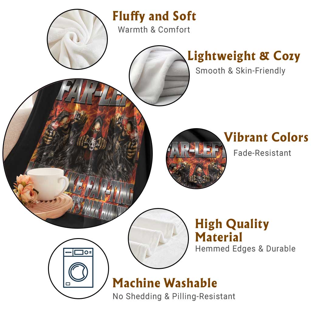 Funny Hard Skeleton Meme Bootleg Throw Blanket Far Left? More Like Farting TS10 Print Your Wear